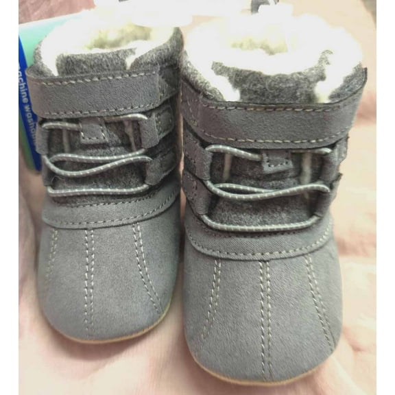 Surprize by Stride Rite Baby High Top Winter Boots -( Gray, Medium 12-18 Months)