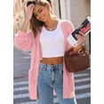 thumbnail image 2 of Womens Oversized Cardigan Soft Knit Cardigan Sweater with Pockets Pink XL, 2 of 6