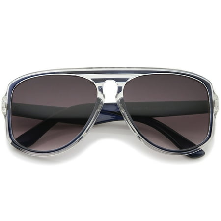 Shiny Violet Transparent Sunglasses - sunglassLA - Modern Translucent Frame Keyhole Flat Top Square Aviator Sunglasses - 46mm