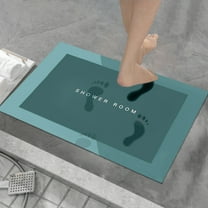 Fmbmuo Non-Slip Backing Bathroom Rugs Flat Pile Modern Rectangle Bath Mat 16x24in Rubber Green