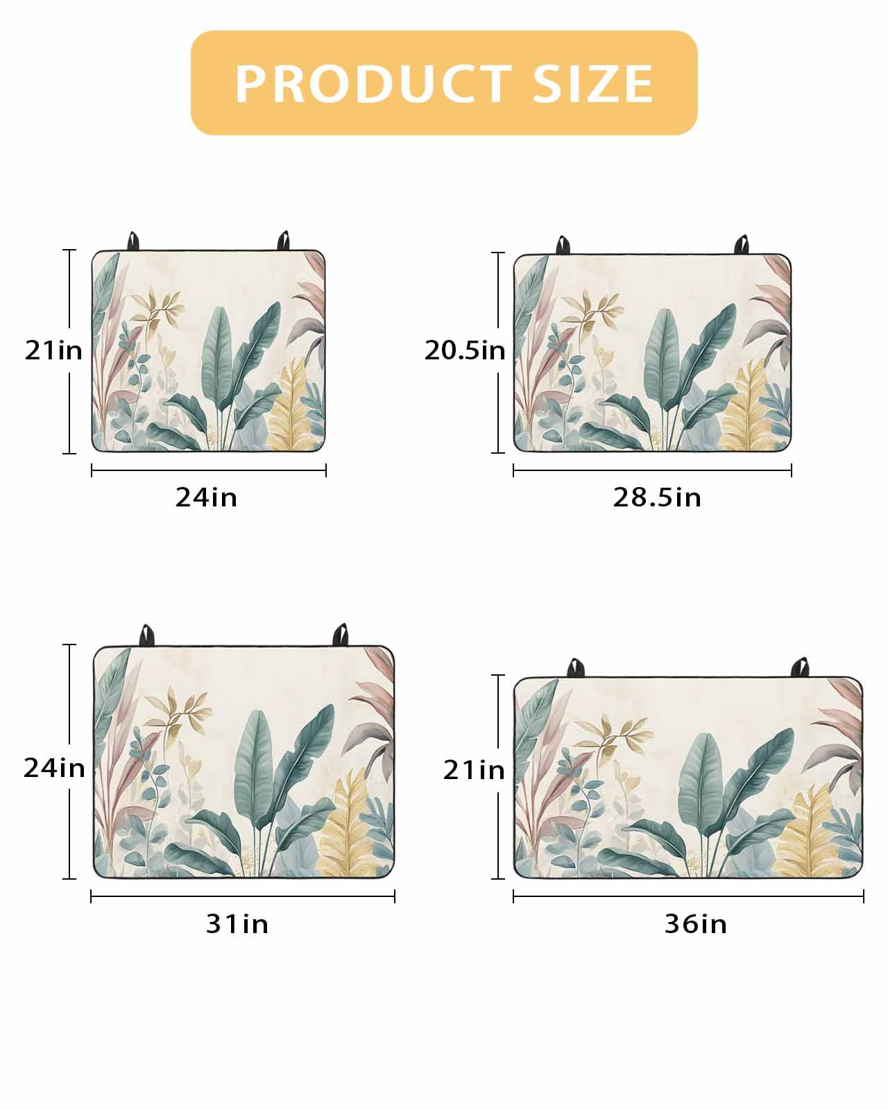 nqOlkjepod Large Induction Cooktop Protector Mat 24"x21", Sage Green Tropical Leaves Stove Top Covers for Electric Stove, Watercolor Botanical Stove Burner Cover Mats, Glass Top Stove Cover