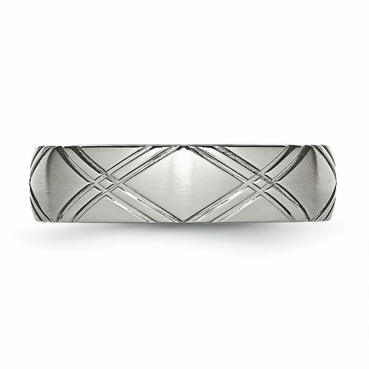 Primal Steel Stainless Steel Brushed and Criss Cross Design 6mm Band