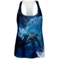 thumbnail image 1 of Dolphin IN SPACE Ocean Wave All Over Womens Tank Top, 1 of 2
