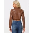 thumbnail image 4 of DARING DIVA Women's Single Breasted Blazer Moto PU Fashion Jacket M Brown, 4 of 6