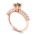 thumbnail image 2 of Solitaire with Accents Engagement Ring for Women - 1.05ct Simulated Champagne Diamond in 18K Rose Gold Promise Ring, 2 of 6