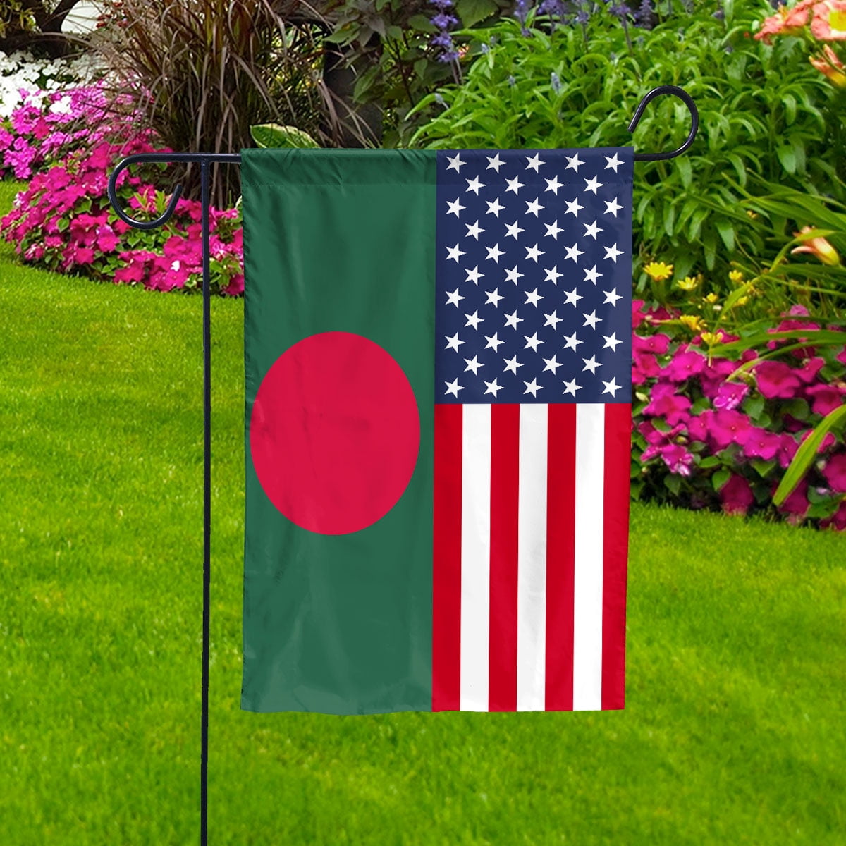 American Bangladesh Flag Bangladeshi Friendship U.S.A Memorial Day Patriotic For House Flag, Double-Sided Decorative Outdoor Flag, Patriotic Polyester Yard Flag 29.5 x 39.5 in