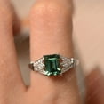 thumbnail image 4 of Emerald cut green sapphir ring, white gold plated , wedding ring for women, 4 of 4