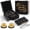Black, variant on Whiskey Stones and Glasses Gift Set for Men - 2 Crystal Bourbon Scotch Glasses, 8 Granite Cooling Rocks, Wooden Tray & Coasters - Unique Birthday, Anniversary, Christmas Gifts for Dad Husband, Green