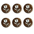 thumbnail image 2 of Set Of Six Tulip Flower Printed MOP Wooden Cabinet Knobs by Perilla Home, 2 of 9