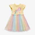 thumbnail image 6 of WIBACKER 2-7T Little Girls Cotton Fluffy Casual Dress Appliques Unicorn Jersey Tutu Dresses 4T, 6 of 8