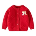 thumbnail image 4 of Luogg Girls' Sweater Autumn And Winter Knitted Baby Cardigan Pure Children's Foreign Style Solid Color Foreign Style Top (1Y 5Y) Girls Christmas Sweaters Size 12-18 Months, 4 of 4