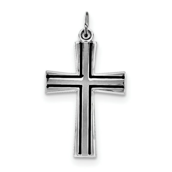 Sterling Silver Rhodium-plated Enameled Latin Cross Charm