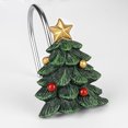 thumbnail image 3 of Sunlit Christmas Tree Decorative Shower Curtain Hooks with Star, Green Shower Curtain Rings, Resin, Xmas Theme Winter Holiday Bathroom Decoration, Set of 12, 3 of 6