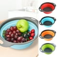 thumbnail image 3 of GUOOL Round Folding Collapsible Colander/Strainer/ Basket four Colors - Orange L, 3 of 9