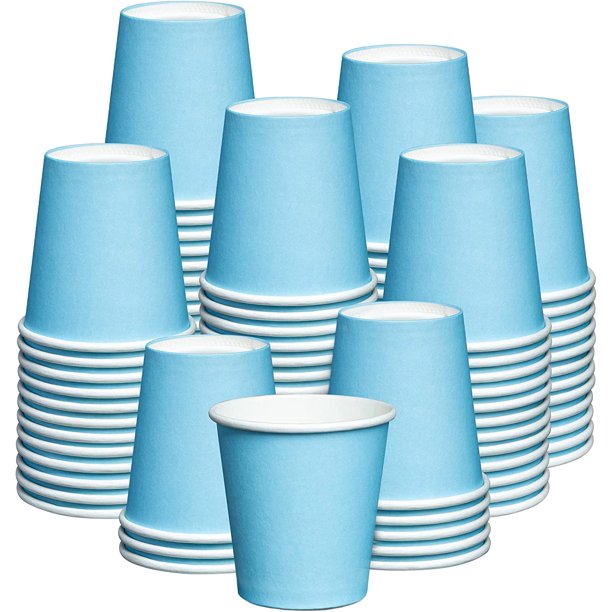 Comfy Package Small Paper Cups 3 Oz Blue Disposable Cups for Espresso