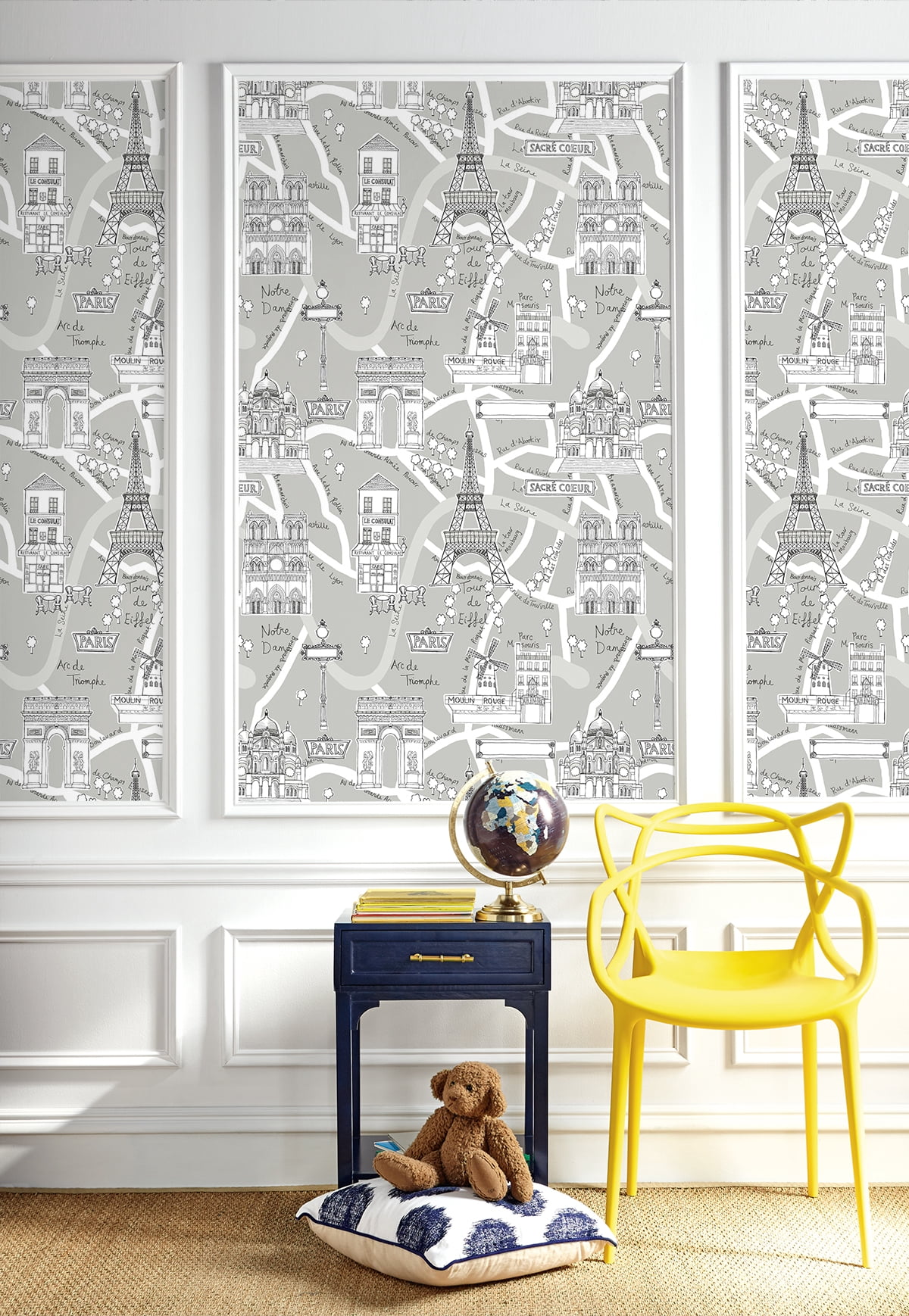 NextWall Argos Grey Paris Scene Peel and Stick Wallpaper