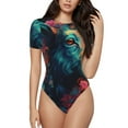 thumbnail image 1 of Fotbe Colorful Flower Goat Body de Mujer con Cuello Redondo y Mangas Cortas, Sin Mangas Ajustado, Suave, Cómodo y Básico-Large, 1 of 7