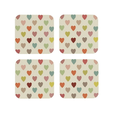 

Tideii Heart Polka Dot for Leather Coasters 4 Pieces Anti-fouling and Anti-scalding Decorative Coasters Suitable for Restaurants Kitchens Coffee Shops-Square