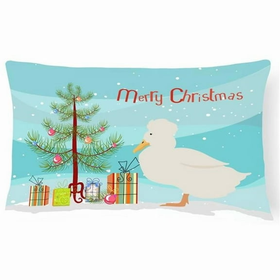 Carolines Treasures BB9224PW1216 Crested Duck Christmas Canvas Fabric Decorative Pillow, Teal, 12H x16W, multicolor