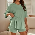 thumbnail image 2 of MuXiKeJi Clothes Plus Size Two Piece Sets for Women Short Sleeve Shirts High Waisted Shorts Pajamas Lounge Matching Set(1X-5X), 2 of 7