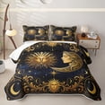 thumbnail image 2 of Homewish Mystic Sun Moon Twin Quilt Set, Cosmos Stars Twin Coverlet Set, Gold Dark Blue, 2 Pieces 1 Bedspread and 1 Pillowcase, 2 of 7