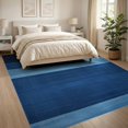 thumbnail image 3 of ODIKA 8'x10' Washable Area Rug Navy Contemporary Throw Tonal Stripe Subtle Framing Detail Solid for Living Room, Under Sectional, Family , Durable, Non-Slip, 3 of 7