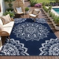thumbnail image 3 of Findosom 6'x9' Outdoor Rug Large Patios Rug RV Outdoor Rug Waterproof Foldable Portable Camping Rugs Reversible Plastic Straw Rug Outdoor Area Rug for Camping, RV, Balcony, Patio, Picnic, Beach Blue, 3 of 9