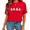 2-Red, variant on UNISHE Women's Halloween Ghost Cat Pumpkin Casual Tee Simple Black Orange Crewneck Short Sleeve Graphic Top