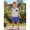 thumbnail image 5 of BemeyourBBs Toddler Boys Summer Clothes 2 Pieces Outfits Sailboat Tree Dinosaur Print Tank Top with Elastic Waist Shorts Set Toddler Boys Summer Beach Outfit, 5 of 9