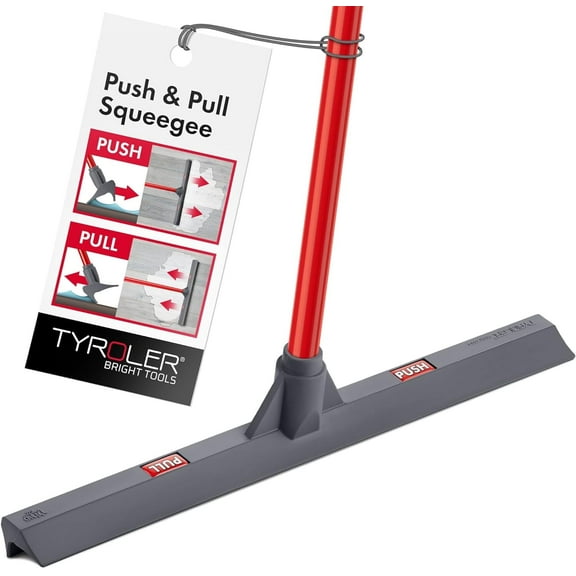 Tyroler Bright Tools Push&Pull Floor Squeegee | 17.3" Head Made of 100% Silicone | Anti-Rust Handle