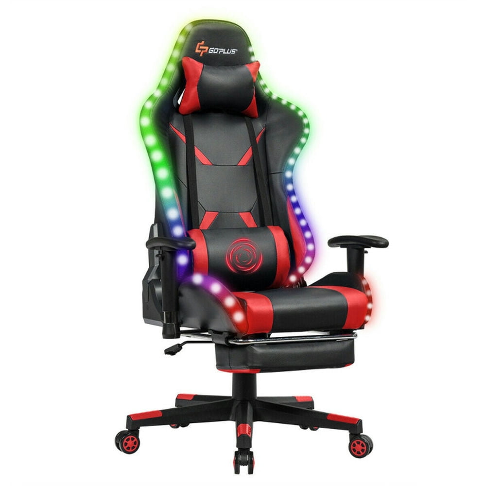 GVN Massage Gaming Chair Ergonomic High Back with RGB Light and RecliningHandrails-Red, Gaming Chairs for Adults, Gaming Chair for Office or Gaming GVN Massage Gaming Chair Ergonomic High Back with RGB Light and RecliningHandrails-Red, Gaming Chairs for Adults, Gaming Chair for Office or Gaming