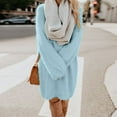 thumbnail image 2 of AOMPMSDX Women Winter Sweater Knit Turtleneck Warm Long Sleeve Pocket Mini Sweater Dress Comfy Trendy Sweaters Outerwear Coats Comfy Trendy Winter Tops Outerwear Coats S Sky Blue, 2 of 7