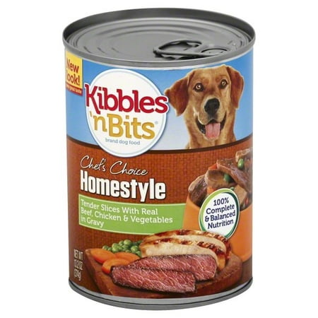 Kibbles 'n Bits Chef's Choice Homestyle Tender Slices With Real Beef, Chicken & Vegetables in Gravy Wet Dog Food, 13.2-Ounce (12