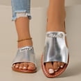 thumbnail image 2 of Women's Braided Detail Solid Color Slide Sandals Wide Width Friendly Flat Slippers Soft Faux Leather Lightweight Non Slip Open Toe Summer Beach Casual Outdoor Slides, 2 of 10