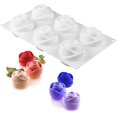 thumbnail image 1 of Molde de silicona para pasteles de 6 cavidades, molde de postre en 3D para hornear cupcakes y mousse, forma de flor de rosa, 1 of 5