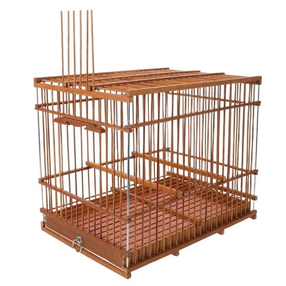 Handwoven Bamboo Bird Cage Small Rectangular Outdoor and Indoor Cage for Finches and Lovebirds