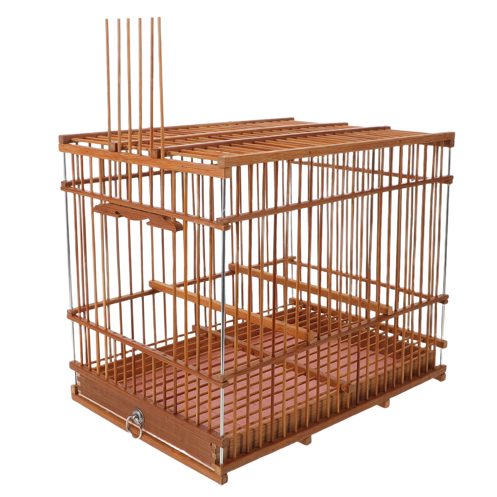 Handwoven Bamboo Bird Cage Small Rectangular Outdoor and Indoor Cage for Finches and Lovebirds