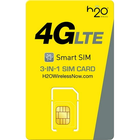 H2o Wireless 3 In 1 Sim Card With First Month Included 30 Plan H20 Micro Standard Size