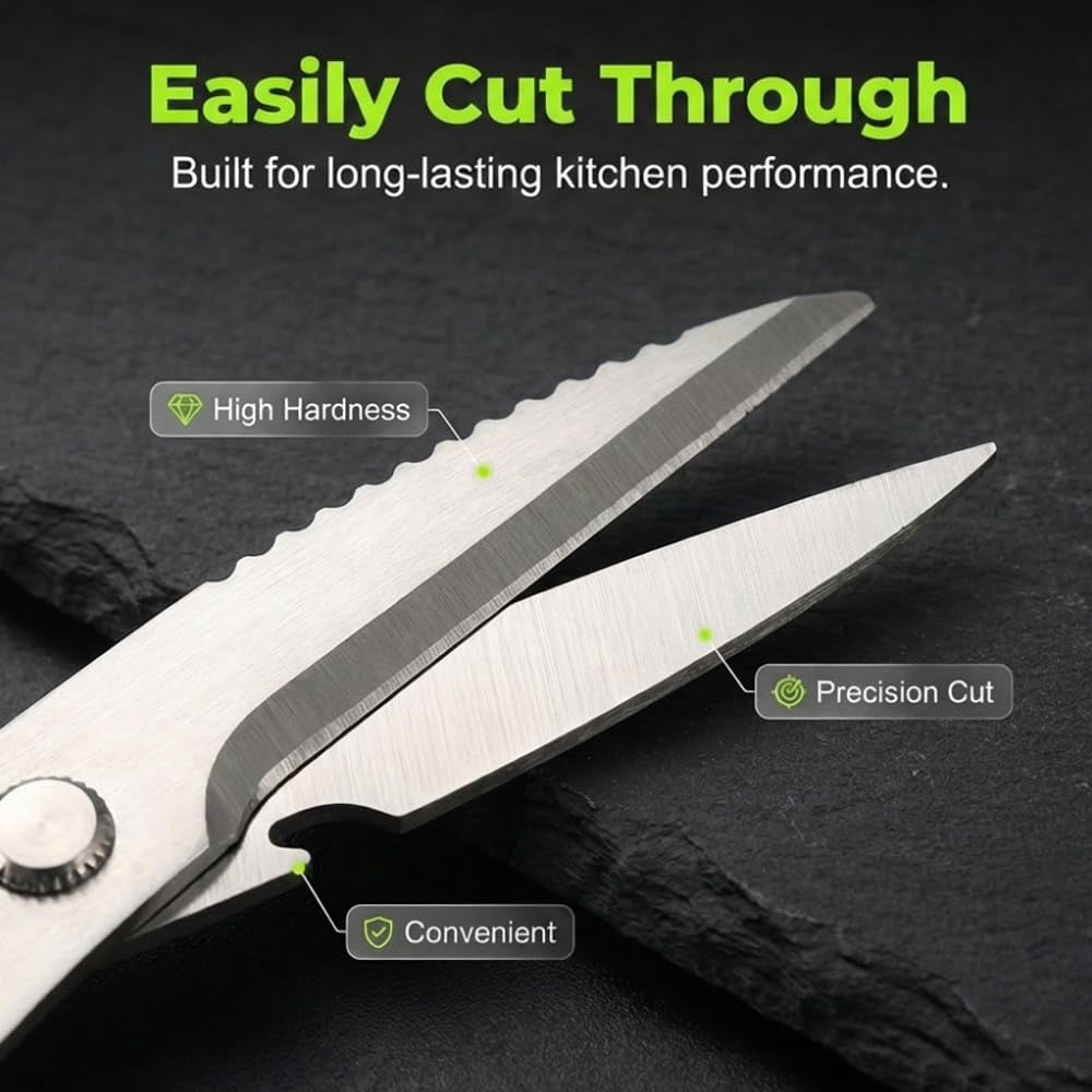 Multi-Purpose Kitchen Shears, 2026 Upgraded Heavy Duty Stainless Steel Kitchen Scissors, with Spring Loaded Handle, Stainless Steel Bone Cut Kitchen Scissors Poultry Shears