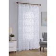 thumbnail image 2 of Mainstays Embroidered Scroll Rod Pocket Sheer Curtain Panel, White/Grey, 38" x 95", 2 of 5