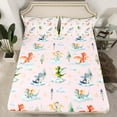 thumbnail image 3 of Feelyou Dreamy Cute Dragon Twin Sheet Sets for Kids, Tree Plant Botanical Twin Fitted Sheet, Pink Cartoon Dinosaur Flat Sheet, Breathable Home Decor, 3-Piece, 3 of 8
