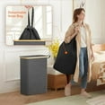 thumbnail image 5 of Lifewit 50L Slim Laundry Hamper with Lid, Narrow Laundry Basket with Removable Bag & Bamboo Handles, Fodable Thin Dirty Clothes Hamper for Laundry Collapsible Bin for Bathroom Bedroom Dorm, Dark Gray, 5 of 6