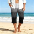thumbnail image 3 of JoveMarine Men's Gradient Print Hawaiian Shorts with Drawstring, 7/8 Length Casual Beach Shorts for Summer Parties, Vacation and Daily Black L, 3 of 9