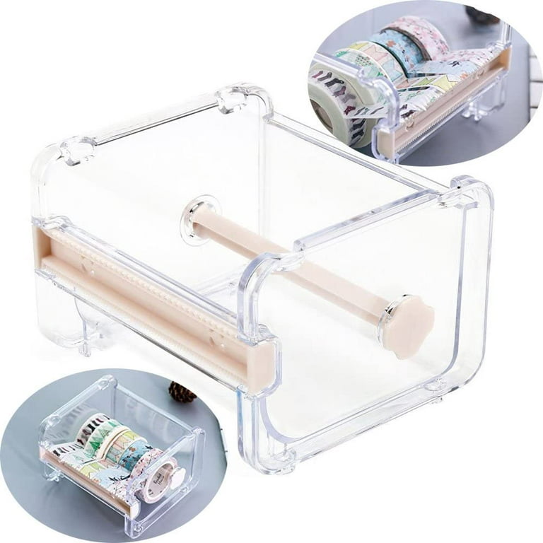 2pcs Plastic Clear White Masking Tape Dispenser Washi Tape Holder