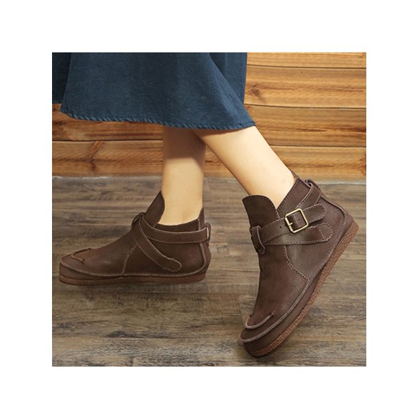 dark brown flat boots