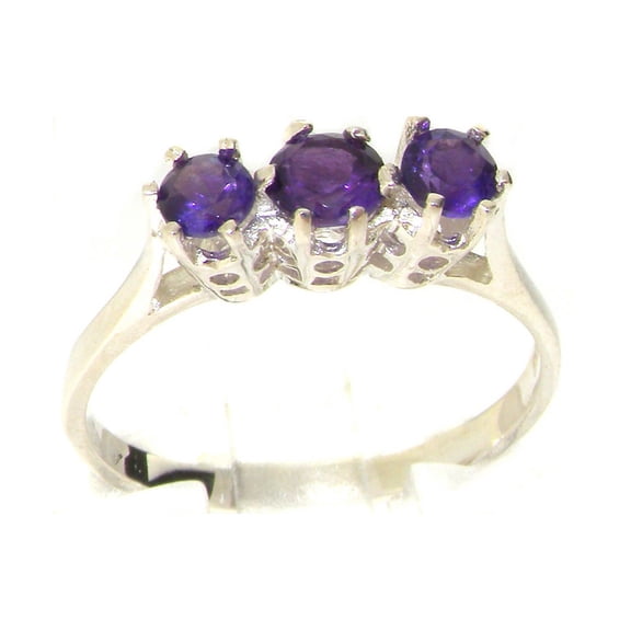 10k White Gold Natural Amethyst Womens Promise Ring - Size 7