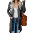 thumbnail image 1 of Women's Light Gray/Gray/Khaki/Apricot/Red Selected Button Down Pocketed High Low Cardigan, 1 of 13