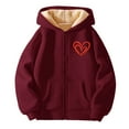 thumbnail image 3 of Kiijoy Girls Fleece Hooded Jacket Winter Warm Heart Print Zip Up Hoodie Coat, Sizes 10-11, 3 of 3