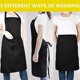 thumbnail image 2 of 2 Pcs Solid Color Polyester Cooking Apron Adjustable Kitchen Apron Soft Chef Apron with Pocket Black, 2 of 5
