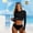 Black, variant on Women's 2 Piece Long Sleeve Rash Guard Swimsuit UPF 50+ Cropped Rashguard Top with High Waisted Bottom Athletic Swimwear for Surfing Diving Gray XXL